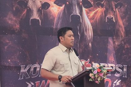 Wakil Menteri Pertanian, Sudaryono saat memberikan sambutan pada acara Pembukaan Kontes Sapi APPSI Piala Ketua MPR RI di Kabupaten Wonosobo, Jawa Tengah (25/4/2026).