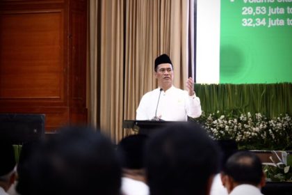Menteri Pertanian RI, Andi Amran Sulaiman saat rapat koordinasi sekaligus buka puasa bersama jajaran Kementerian Pertanian di Kantor Pusat Kementan, Jakarta, Rabu (11/3/2026).