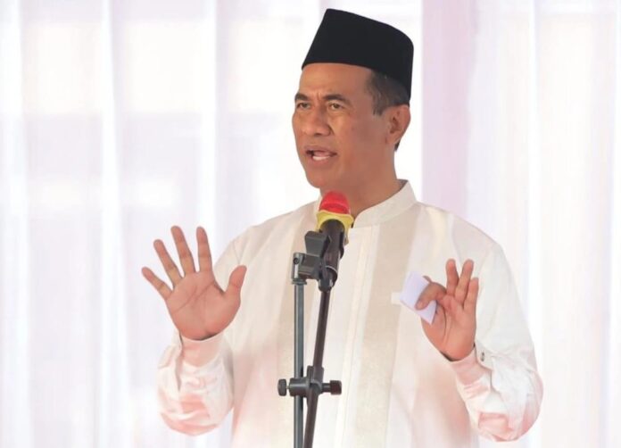 Andi Amran Sulaiman pada Halal Bihalal KKMB di Makassar, Sabtu, 28 Maret 2026. Foto: Muliadi Saleh.