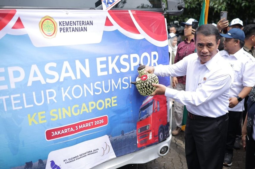 Menteri Pertani RI, Andi Amran Sulaiman dalam acara pelepasan ekspor di Kantor Kementan Jakarta, Selasa (3/3/2026).