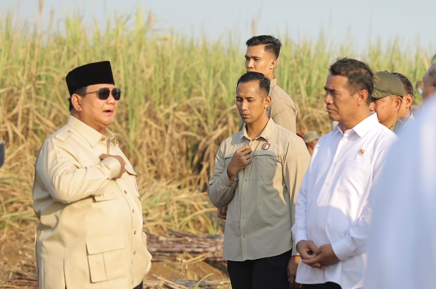 prabowo andi amran sulaiman tinjau lahan tebu swasembada gula
