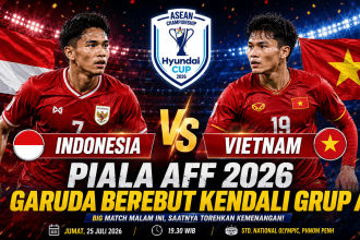 Jadwal siaran langsung Indonesia vs Vietnam di Piala AFF 2026 malam ini.