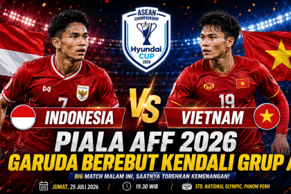 Jadwal siaran langsung Indonesia vs Vietnam di Piala AFF 2026 malam ini.